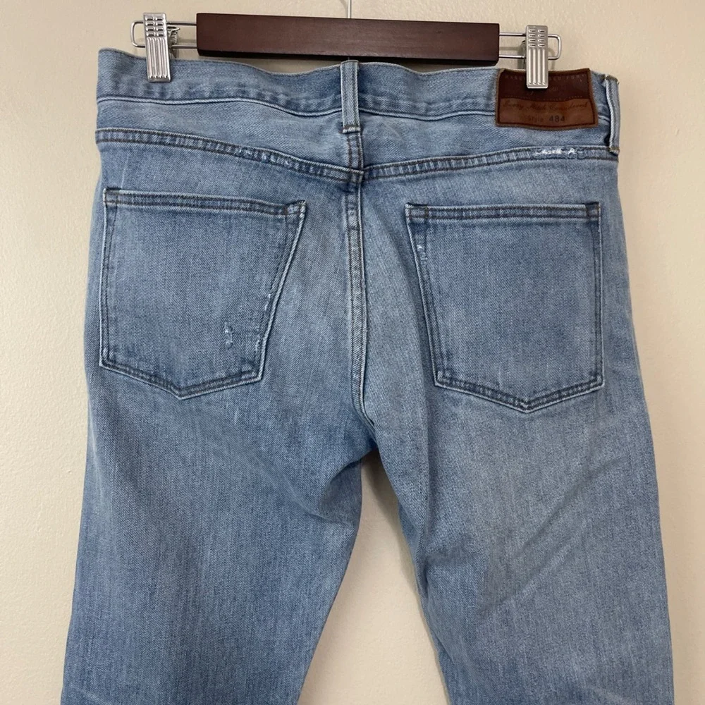 J Crew 484 Slim Fit Jeans Light Wash Distressed Kurabo Japanese Denim Mens 31x32